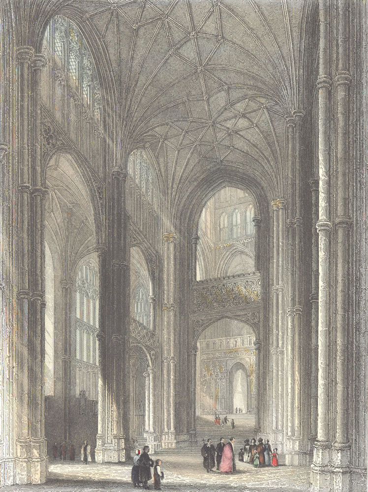 KENT. Canterbury cathedral. the Nave.  1836 old antique vintage print picture